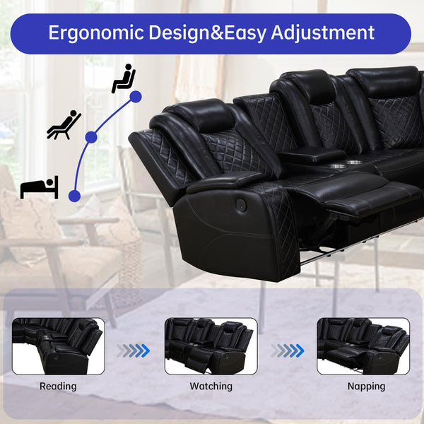 Power Reclining Leather Sectional Sofa