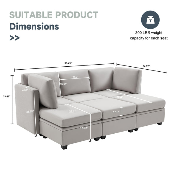 Modular Sectional Sleeper Sofa with Storage