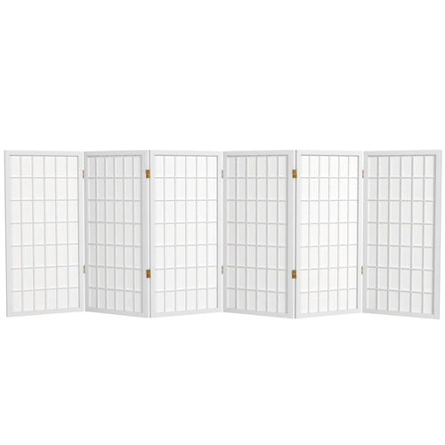 6-Panel Shoji Screen Room Divider – White Rice Paper & Wood