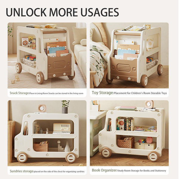 Kids Toy Storage Organizer with Bins & Bookshelf, 2-Layer Cabinet