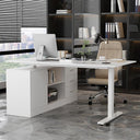L-Shaped Electric Standing Desk with Drawers and Shelves, 63"