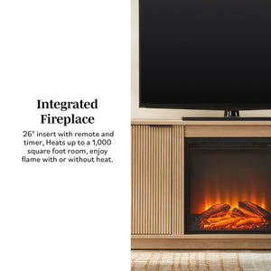 70" Reeded Fireplace TV Stand – Coastal Oak