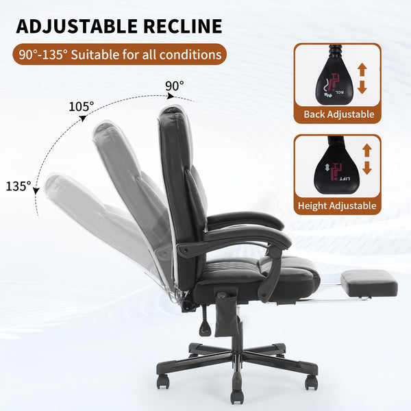 Reclining Massage Office Chair with Heat & Footrest – 400 lbs Capacity