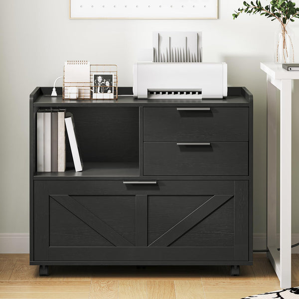 Lateral File Cabinet with Charging Station & Drawers
