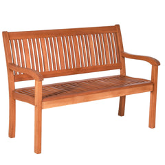 50" Solid Wood Outdoor Bench with Backrest & Armrests