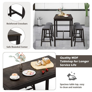 5-Piece Counter Height Dining Set with 4 Upholstered Stools