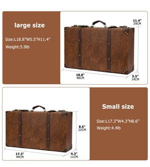 Vintage Leather Suitcase Set with Wooden Frame