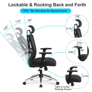 High Back Ergonomic Office Chair with Adjustable Lumbar Support