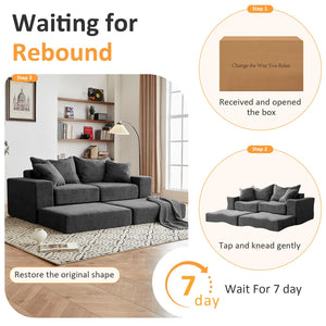 Modular Sectional Sofa with L-Shape Chaise & Deep Seat
