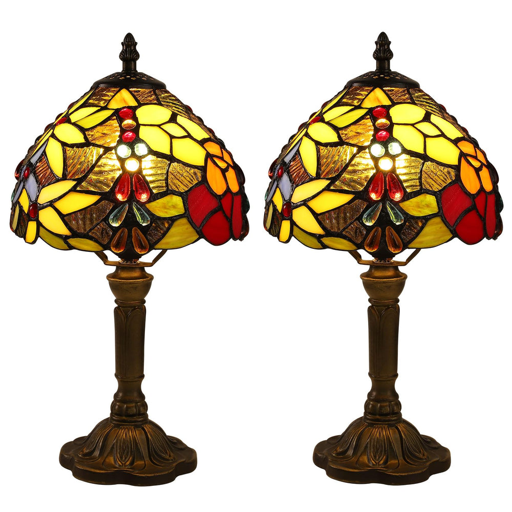 Tiffany Stained Glass Table Lamp – Rose & Grape Design