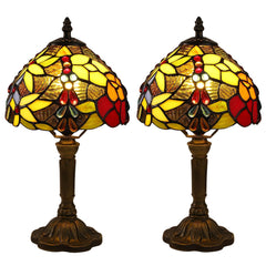 Tiffany Stained Glass Table Lamp – Rose & Grape Design