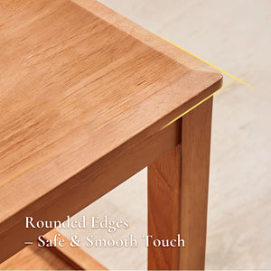 Solid Wood 2-Tier End Table with Storage Shelf
