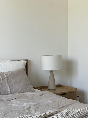 Cement Base LED Table Lamp with Cotton Drum Shade