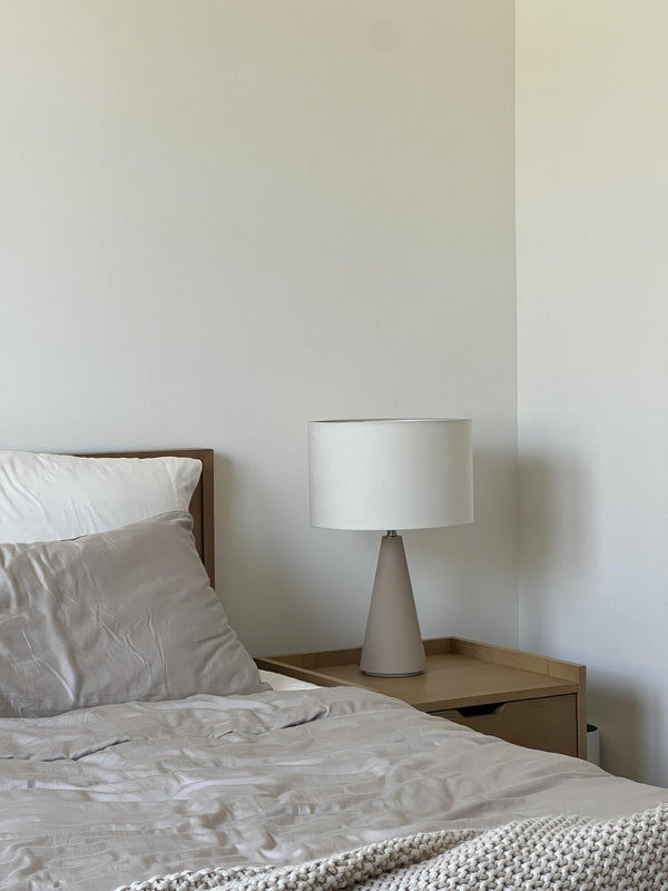 Cement Base LED Table Lamp with Cotton Drum Shade