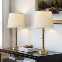 Small Pull Chain Table Lamp with Fabric Shade 19.5"