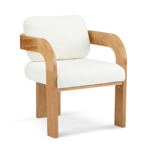 Boucle Dining Chairs Set of 2 with Cushion & Curved Arms
