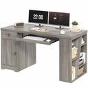 55" L-Shaped Corner Office Desk with Drawers, Cabinet, Shelves & Keyboard Tray