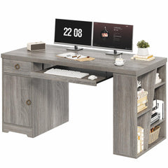 55" L-Shaped Corner Office Desk with Drawers, Cabinet, Shelves & Keyboard Tray
