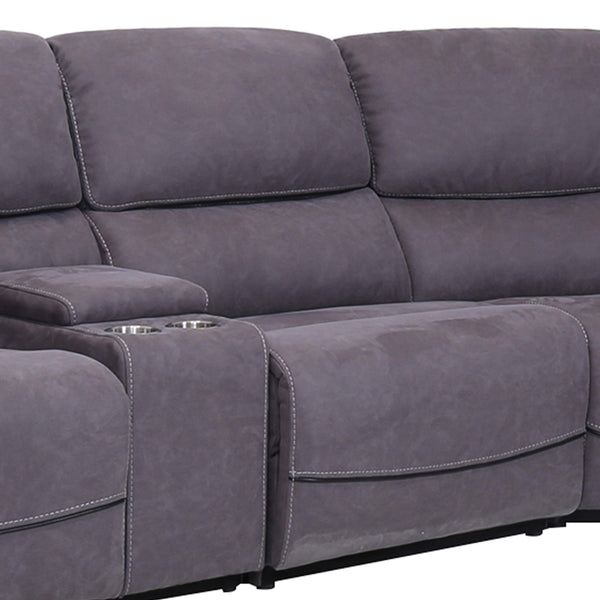 6-Piece Power Reclining Curved Sectional Sofa with Storage Console