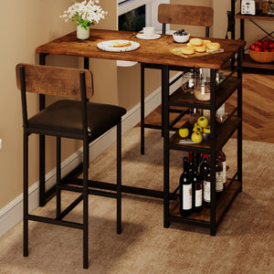 3-Piece Counter Height Dining Table Set with 2 Velvet Bar Stools
