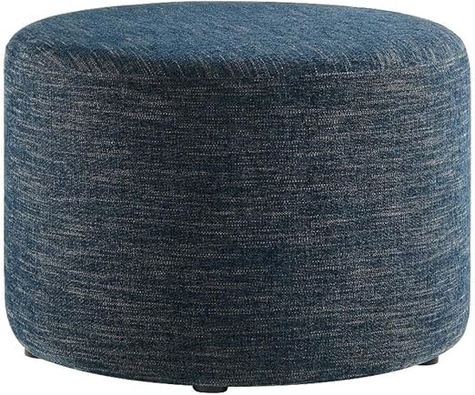 Round Woven Fabric Ottoman with Legs