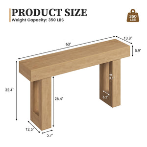 63-Inch Farmhouse Console Table – Entryway Sofa Table with Lower Shelf