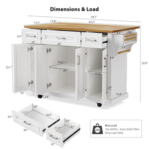 Kitchen Island with Storage & Drop Leaf