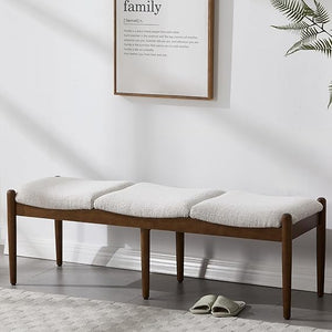 Upholstered Dining Bench with Wood Legs