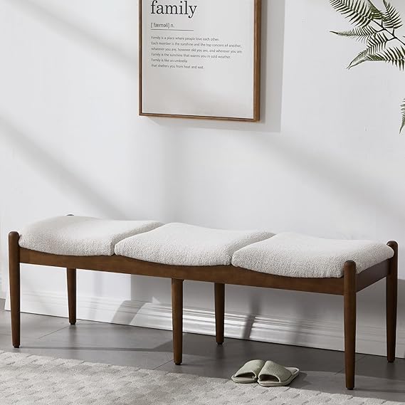 Upholstered Dining Bench with Wood Legs