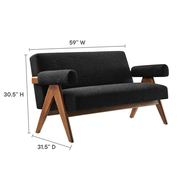 Boucle Fabric Loveseat