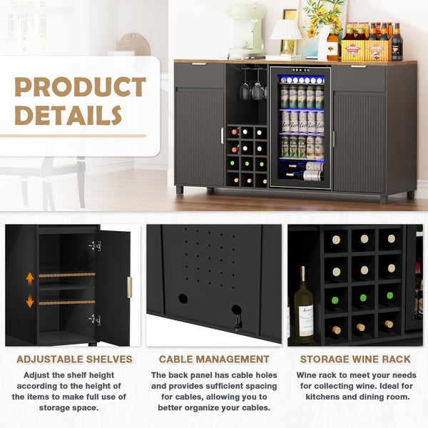 Large Coffee Bar Cabinet with Fridge Space