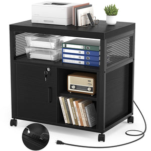 Lateral File Cabinet with Printer Stand & USB Charging