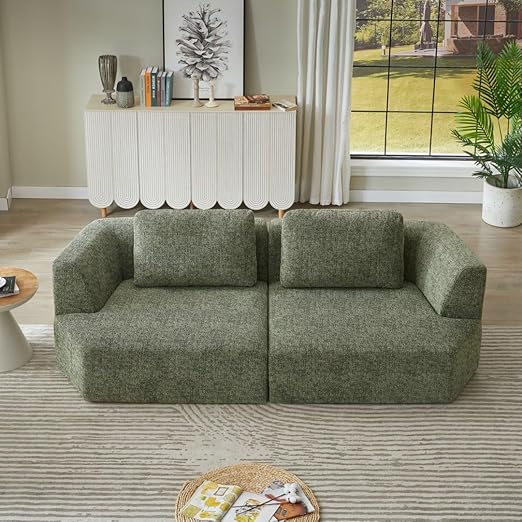 Corduroy Loveseat Boneless Sofa Couch – No Assembly, High-Density Foam