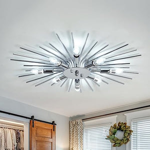 8-Light Semi Flush Mount Sputnik Ceiling Light