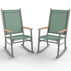 Outdoor Rocking Chair Set with High Back – Set of 2