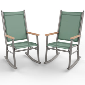 Outdoor Rocking Chair Set with High Back – Set of 2