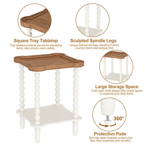 2-Tier Farmhouse End Table with Open Shelf