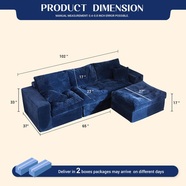 Modular L-Shaped Sectional Sofa with Ottoman