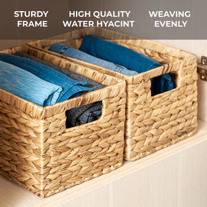 Water Hyacinth Wicker Storage Baskets Set of 6