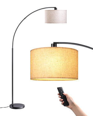 Modern Arc Floor Lamp with Remote & Dimmable Bulb