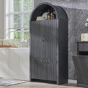 71" Tall Arched Kitchen Pantry Cabinet with Fluted Doors & Adjustable Shelves