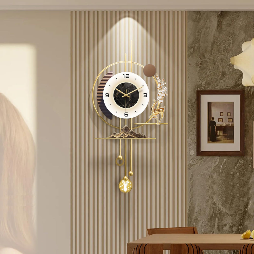 Large Gold LED Wall Clock with Light