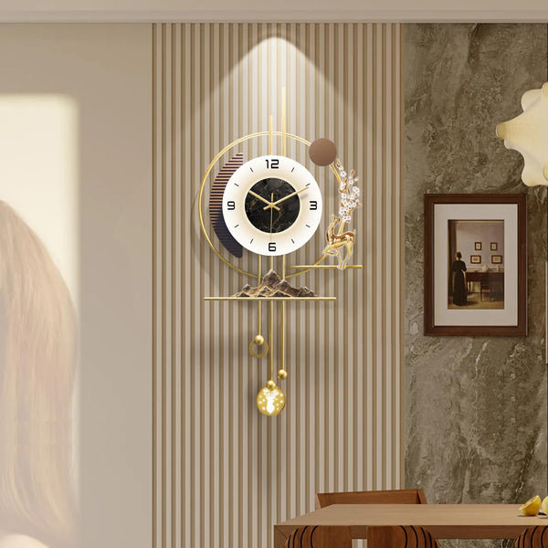 Large Gold LED Wall Clock with Light