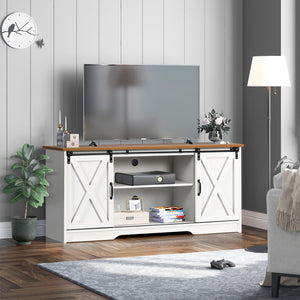 Farmhouse Barn Door TV Stand with Storage
