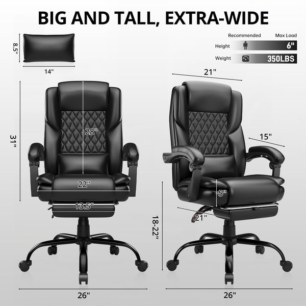 Big & Tall Reclining Office Chair with Footrest
