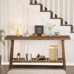 Reclaimed Wood Console Table with 2-Tier Storage