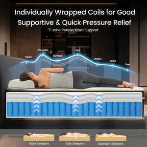 California King Gel Memory Foam Hybrid Mattress – 12 & 14 Inch, Pocket Spring, Pressure Relief