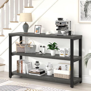 47" Industrial Console Table with 3-Tier Storage Shelves