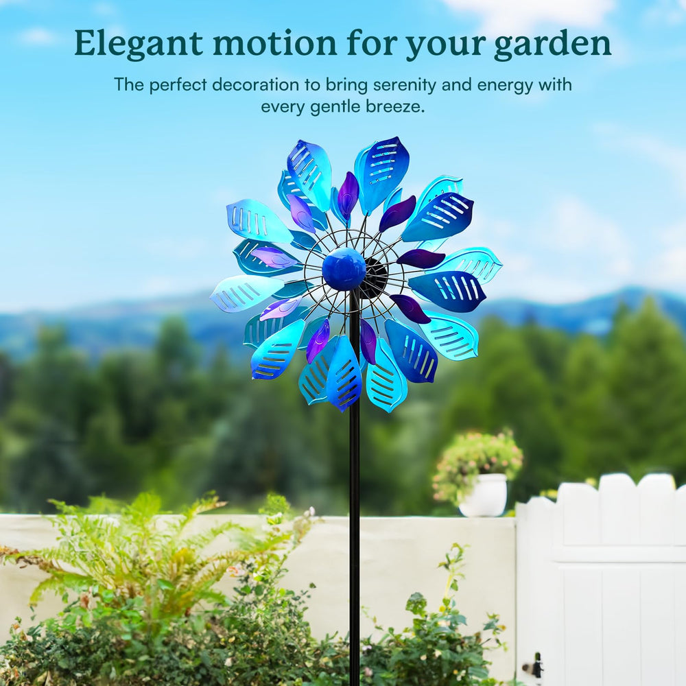 Large Metal Wind Spinner with Stake — Outdoor Yard & Garden Windmill