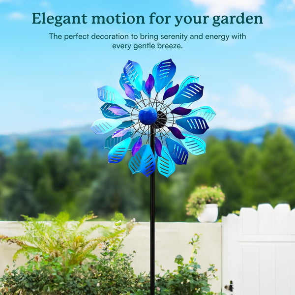 Large Metal Wind Spinner with Stake — Outdoor Yard & Garden Windmill